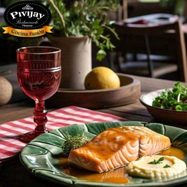 Salmon en salsa de mandarina